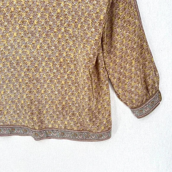 CALYPSO ST. BARTH Shirt Womens Small Gold Brown Printed Silk Long Sleeve Tunic - Picture 8 of 16